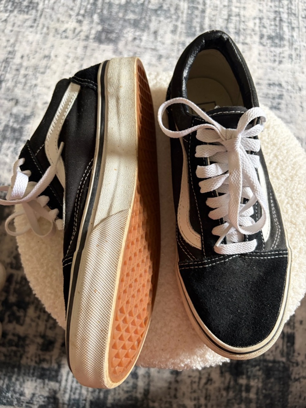 Vans Black and White Skate Shoe with Gum Sole